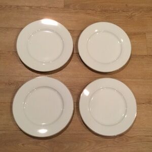 Jones of New York, Aurora Collection, Set Of 4 Dinner Plates Gold Rimmed